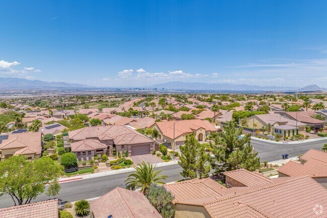 Expansive city views of downtown Las Vegas from Solera at Anthem in Henderson Nevada.