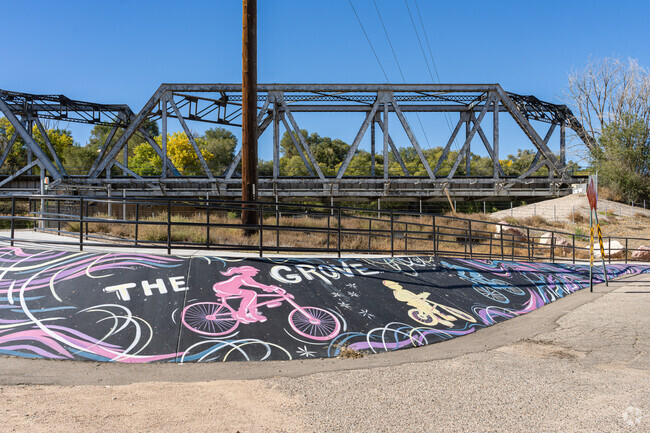 The residents of Grove enjoy riding their bicycles on the Arkansas River Trail.