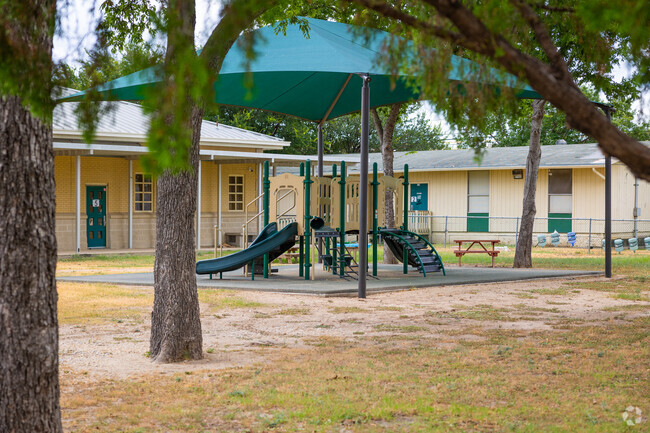 Students can take advantage of this shaded playground at Andrew Briscoe Elementary.