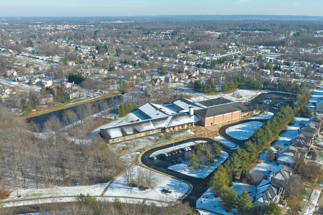 Aerial view of Kinsner Elementary School in Strongville.