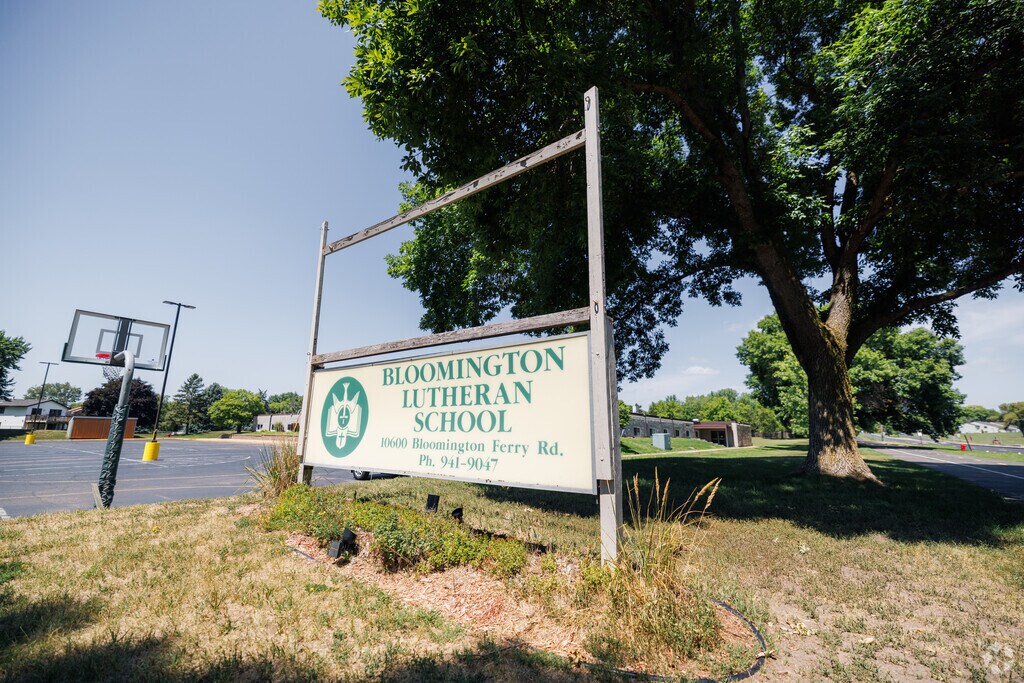 Bloomington Lutheran School sign in the West Bloomington neighborhood.