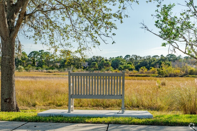 Benches in Venice Farms face the surrounding natural area.