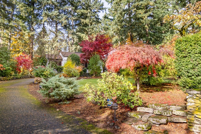 Landscaping brings color and privacy to homes in the Birdshill neighborhood.