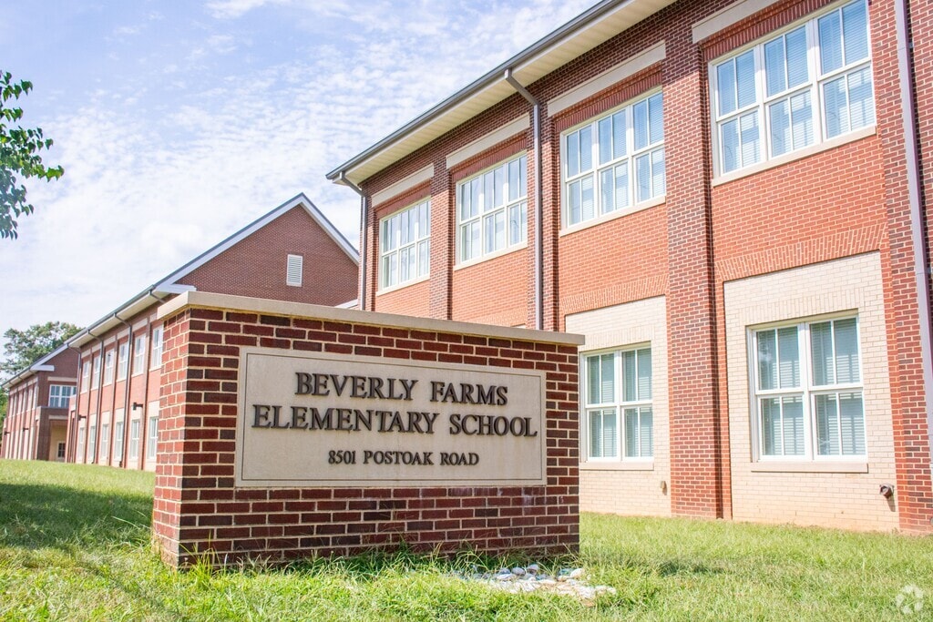 View of the Beverly Farms Elementary School sign located in Potomac MD.