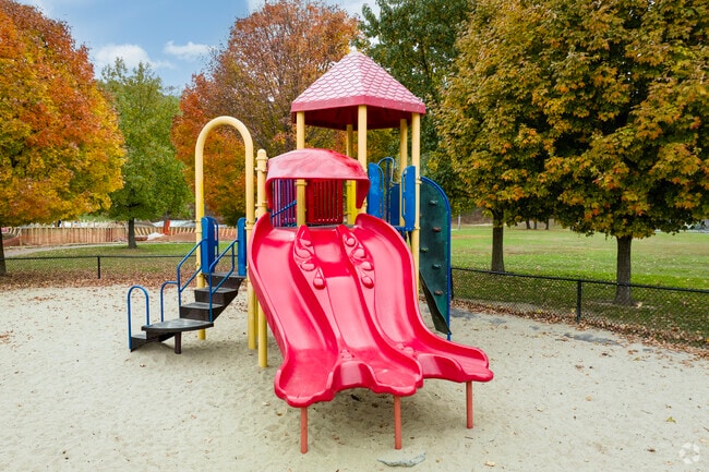 Thorton kids love the dueling slides at Neutaconkanut Hill park.