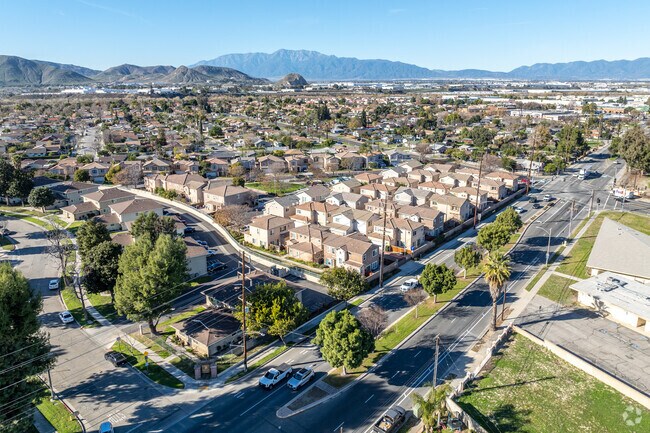 The aerial view of Northside, where new-built homes blend with traditional ranch-style homes.