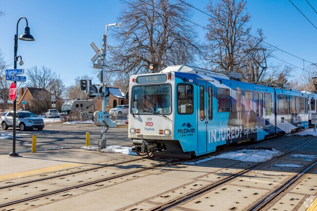 The RTD light rail runs through Eiber for locals to travel quickly to downtown Denver.