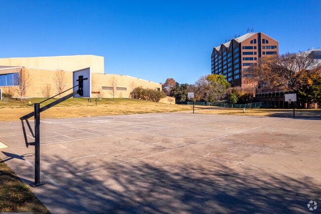 View of the basketball court at Greenhill School in Addison, TX.