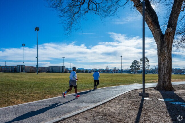 Runners can ofetn be found around the path at UNM Johnson Field in Albuquerque.