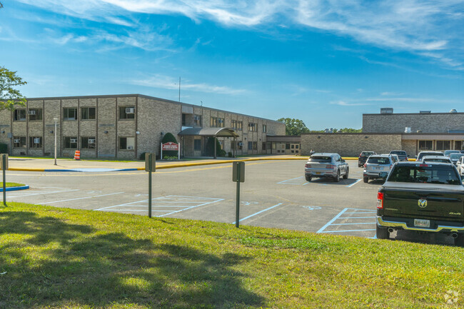 The side entrance of Robert Frost Middle School.