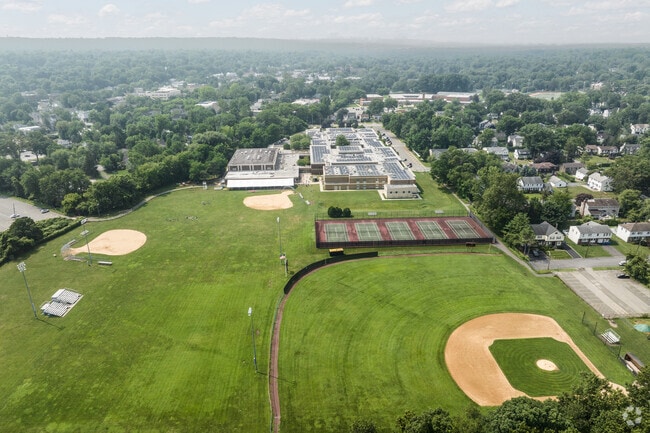 Aerial view of the playing fields for Tenafly High School in Tenafly, NJ.