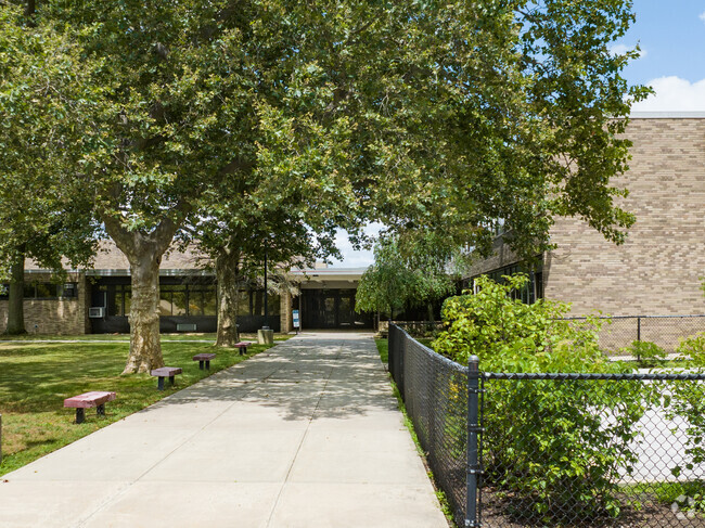 Barton Elementary School shows the main entrance.