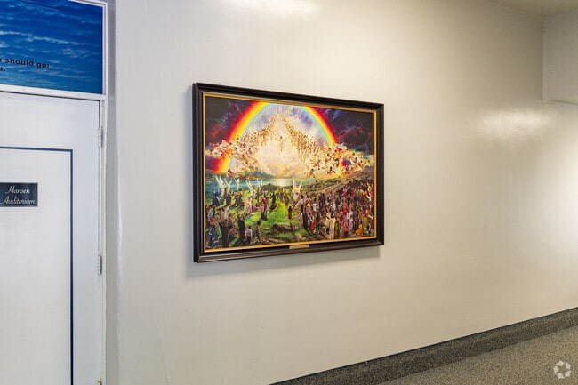 A beautiful painting in the main hallway of Armona Union Academy depicts the church's faith.