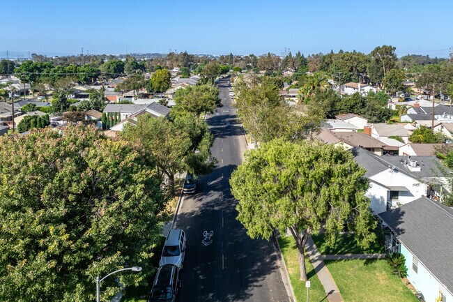 View of the lush neighborhood of DeForest Park with well maintained yards.