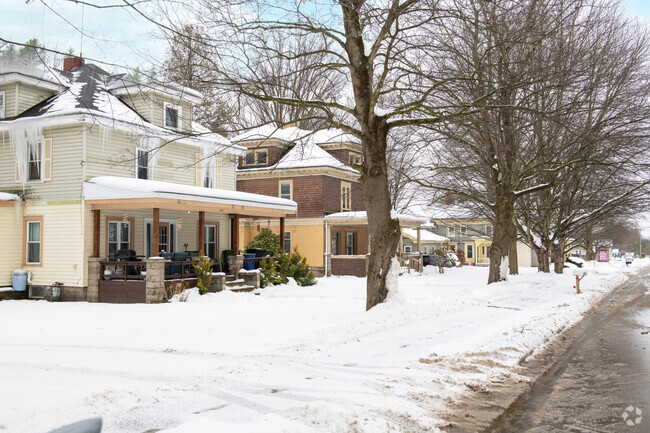 A group of American four-square style homes in Kiantone is a pleasant part of the neighborhood.