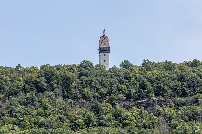 Heublein Tower atop Talcott Mountain is visible from nearly everywhere in Weatogue.