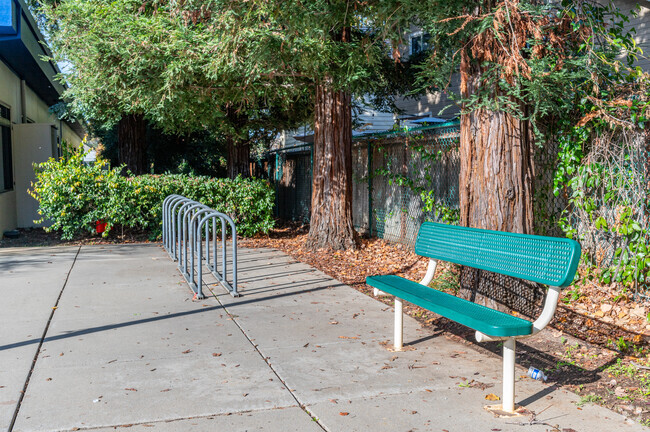 There are benches and bike parking at Folsom Preparatory School.