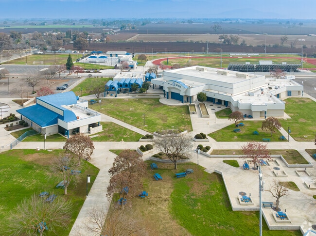 Looking East from Farmersville High School towards the Sierra Nevada foothills.