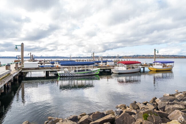 Downtown Kirkland locals can dock their boat at the marina along Moss Bay.