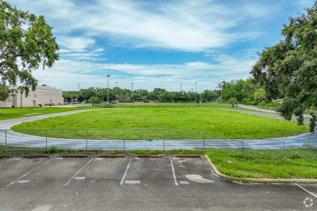 Blankner School Has A Full 1/4 Mile Track That Runs Around It's Soccer Field.
