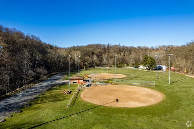 Penn Hills Park has multiple well-maintained baseball fields.