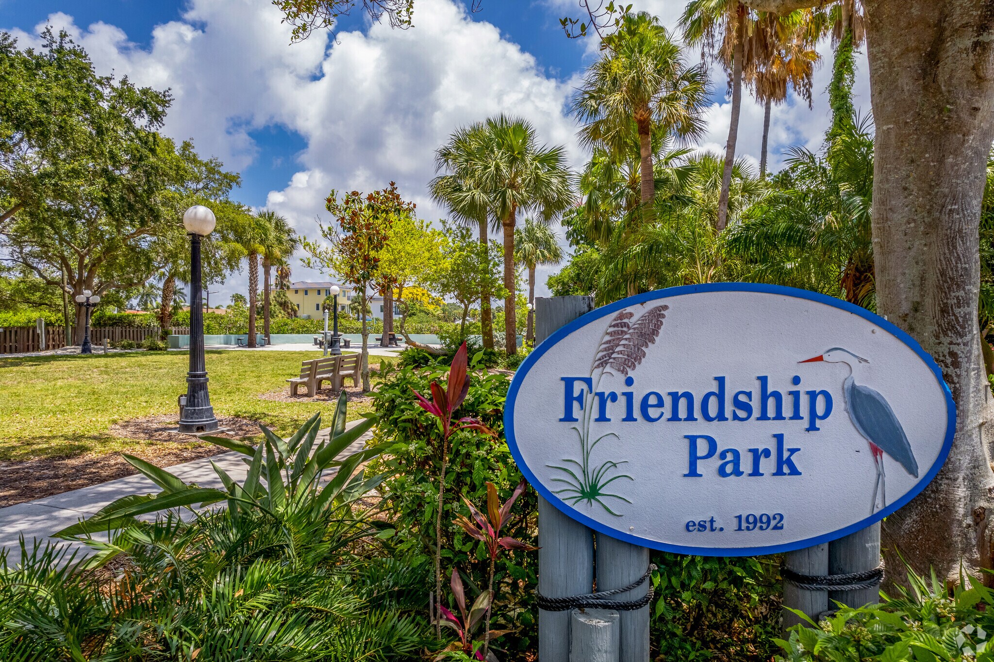 Friendship Park Sign is a quiet place next to the water for a fun picnic.