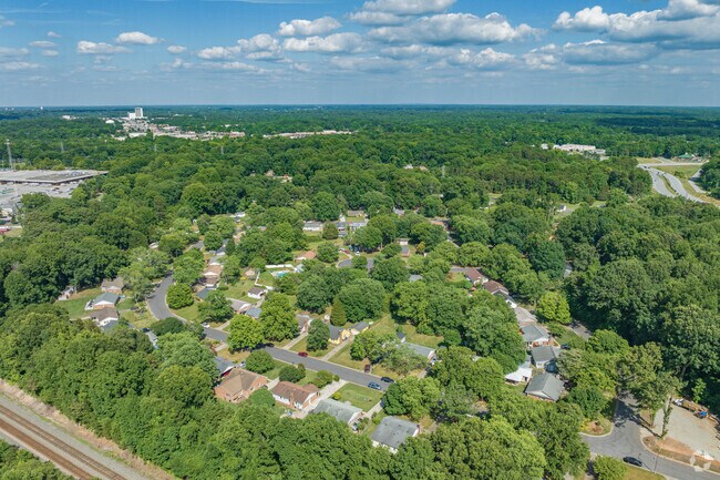Hilltop is covered in mature trees.