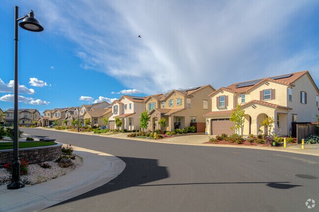 Two story traditional style homes can be found near the center of Folsom Ranch near the parks and schools.