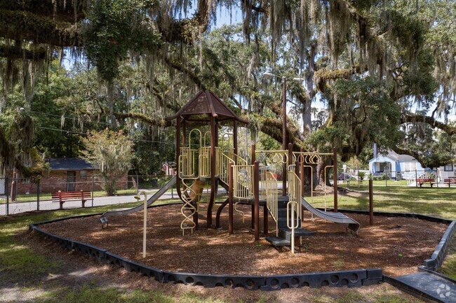 Children can play on the playground at Live Oak Park.