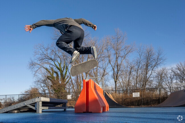 Nollie backside flip the barrier at the skatepark at Baldwin Park in Baldwin.