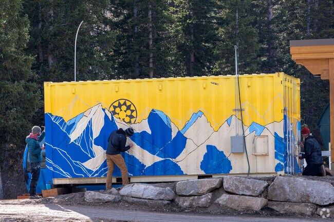 residents painting mural