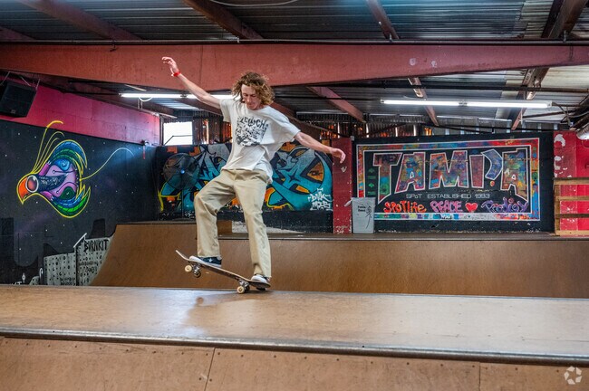 Spot Skatepark of Tampa is a world renowned indoor/outdoor skate park with rentals and pro shop near Rainbow Heights..