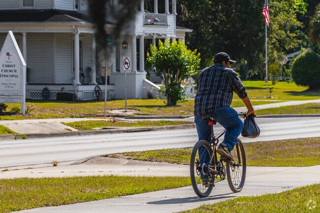 Even in the warm summer sun locals can be found on their bikes riding around Fort Meade.
