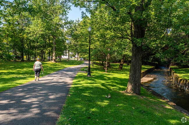 Take a stroll on the scenic paths along the waterway in Grover Cleveland Park in Essex Fells.