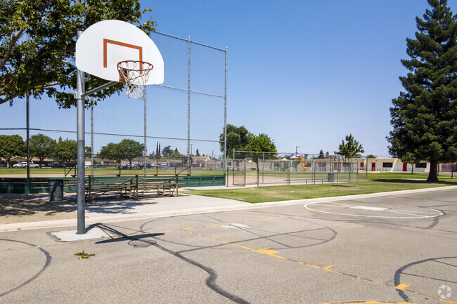 Students play basketball at Tarpey Elementary School in Clovis.