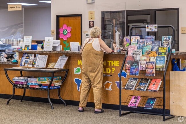 Frankton residents grab the latest books at the Frankton Community Library.