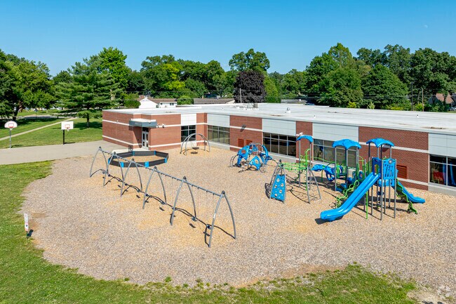 Cascades Elementary offers dual playgrounds for recreation during school hours.