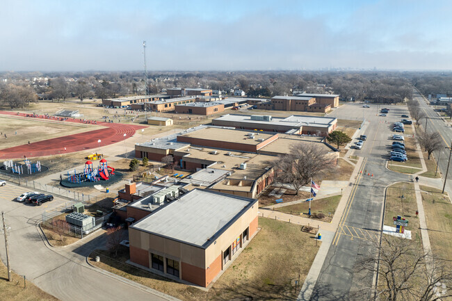 Here is an aerial view of Lawrence Elementary School.