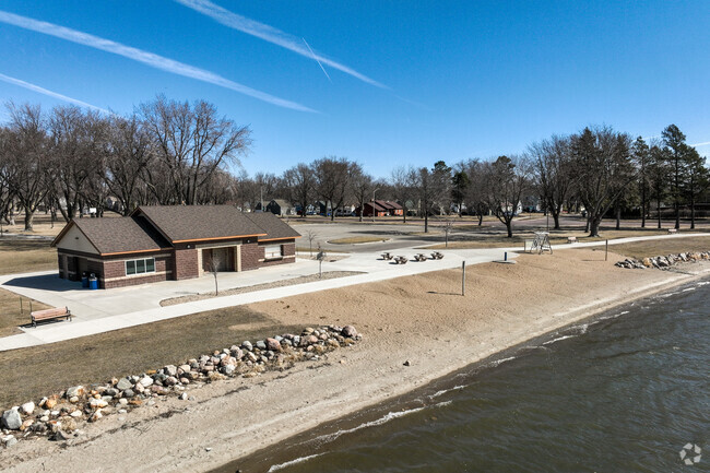 Centennial Park offers a public beach on Okabena Lake.