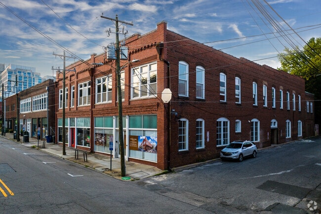 The Warehouse District in downtown Raleigh, NC. is home to many older brick buildings.