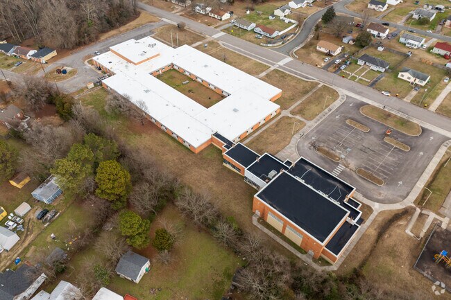 An aerial view of Pleasants Lane Elementary School.