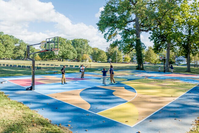Locals enjoy the great athletic amenities of Brookside Park in Near Eastside Indianapolis.