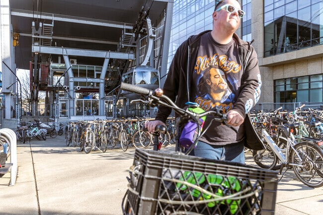 Go By Bike offers bike repair and valet services for commuters at the OHSU Tram lower tower.
