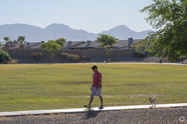 Saguaro Park offers a paved walking path, a playground and dog-friendly fields.