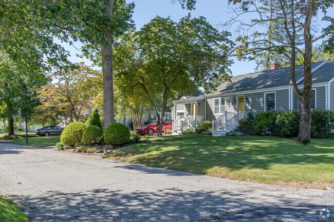 This row of homes in the Barrington neighborhood is typical of mid-century development.