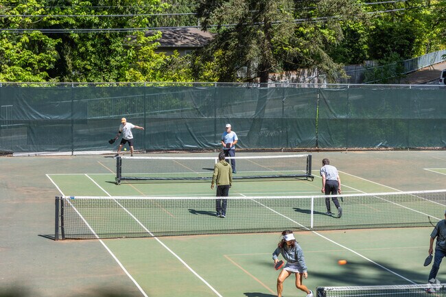 At Eastgate Park, folks gather during the day to enjoy some action packed games of pickleball.