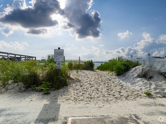 Seaside Heights is completely surrounded by sandy beaches.