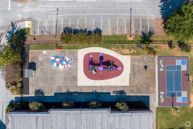 Kemp Elementary School students can enjoy play on vibrant playgrounds.