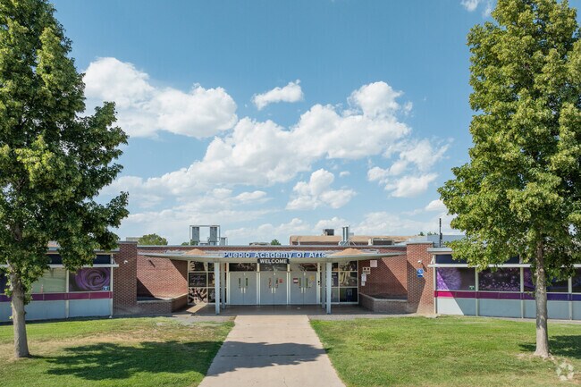 A welcoming entrance is seen at Pueblo Academy of Arts in Mesa Junction.