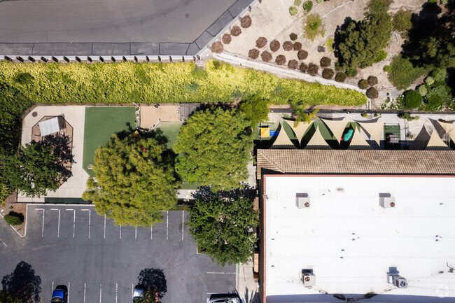 Top down view of the back of Peppertree Montessori School in Oceanside.